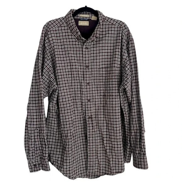 Arrow Khakis Men Button Down Long Sleeve Maroon & Navy Plaid Size XL GUC - Picture 1 of 12